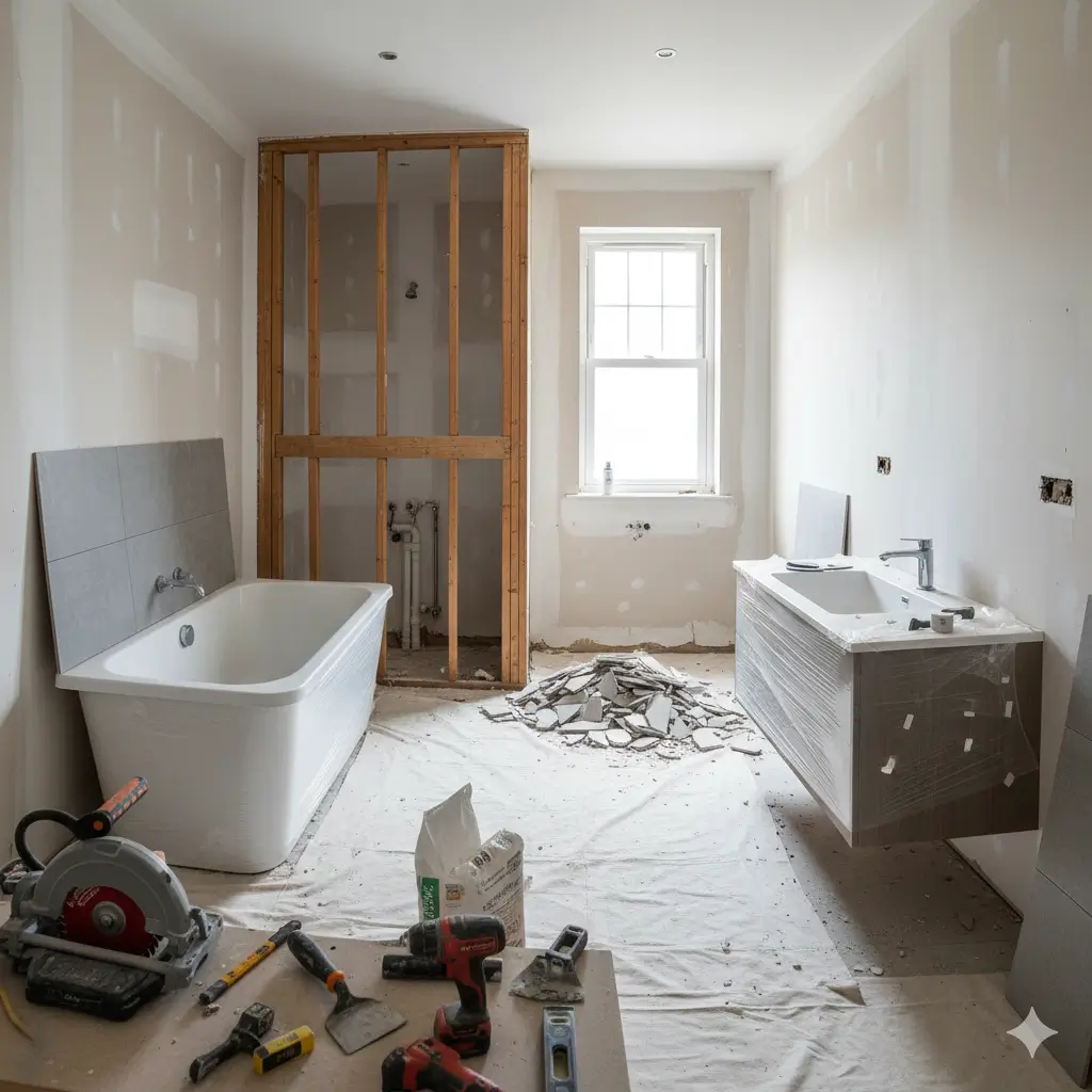 Luxury bathroom renovation and professional tile installation